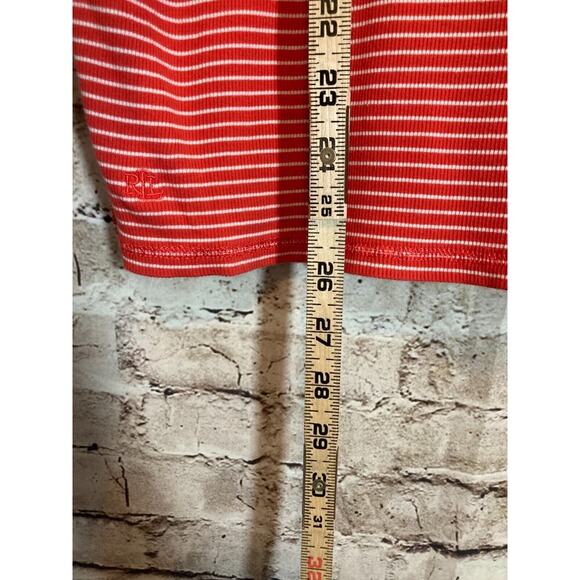 Ralph Lauren Black Label Top Womens 1X Red Striped Ribbed Knit Quarter Zip - Picture 11 of 15